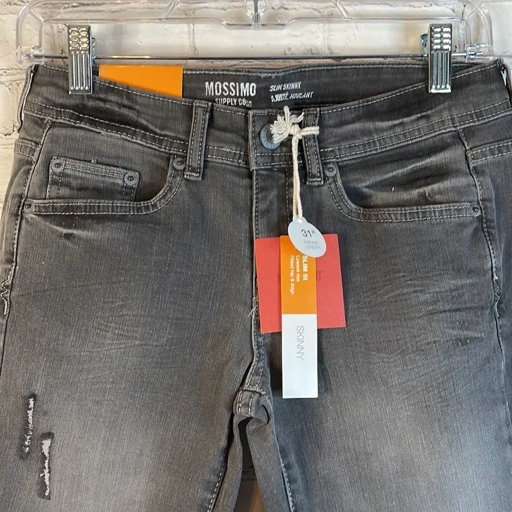 Mossimo Gray Slim Fit‎ Skinny Jeans, Slightly distressed size 7